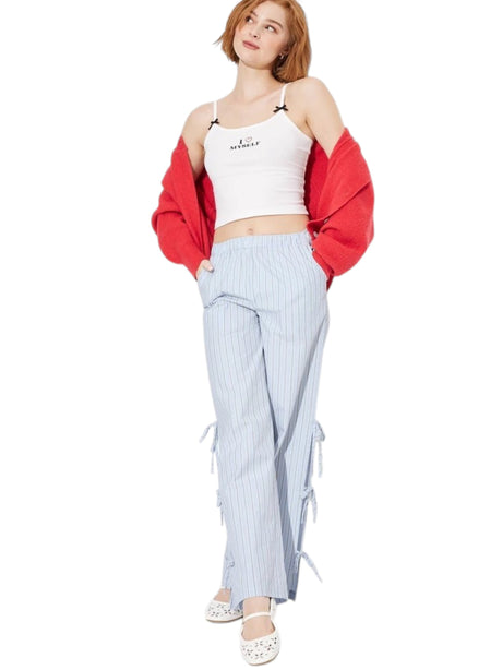 Image for Women's Stripped Pant,Light Blue