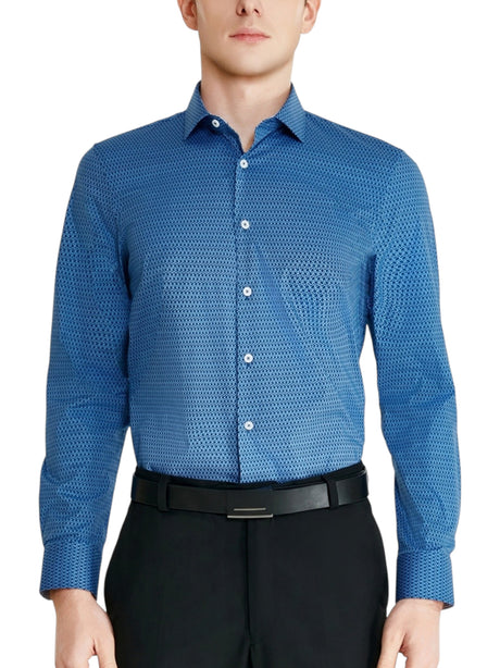 Image for Men's Printed Dress Shirt,Navy/Blue
