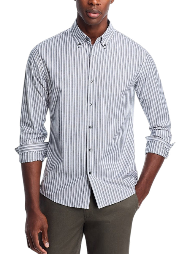 Image for Men's White Stripped Dress Shirt,Grey