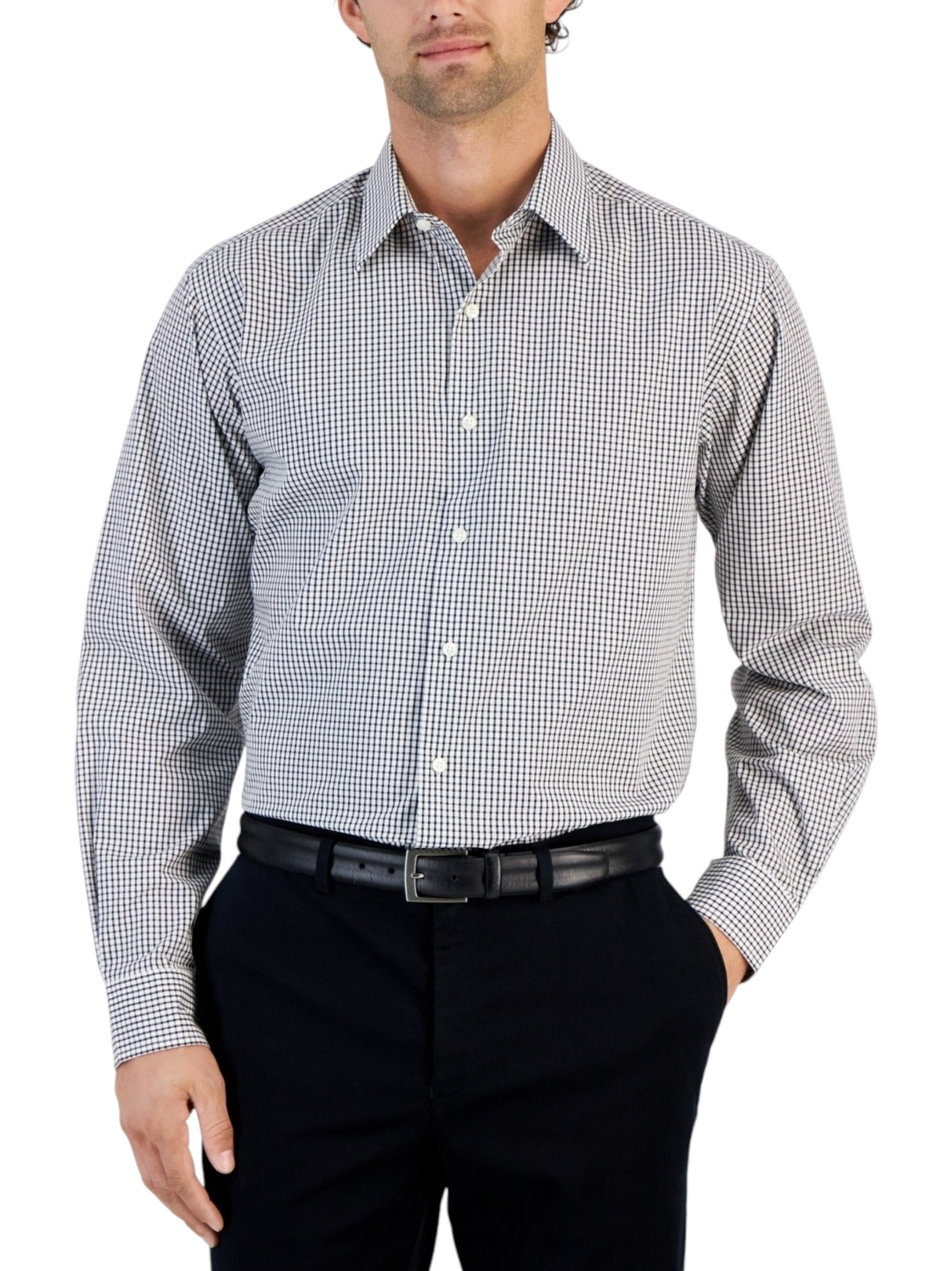 Image for Men's Plaid Dress Shirt,Blue/White
