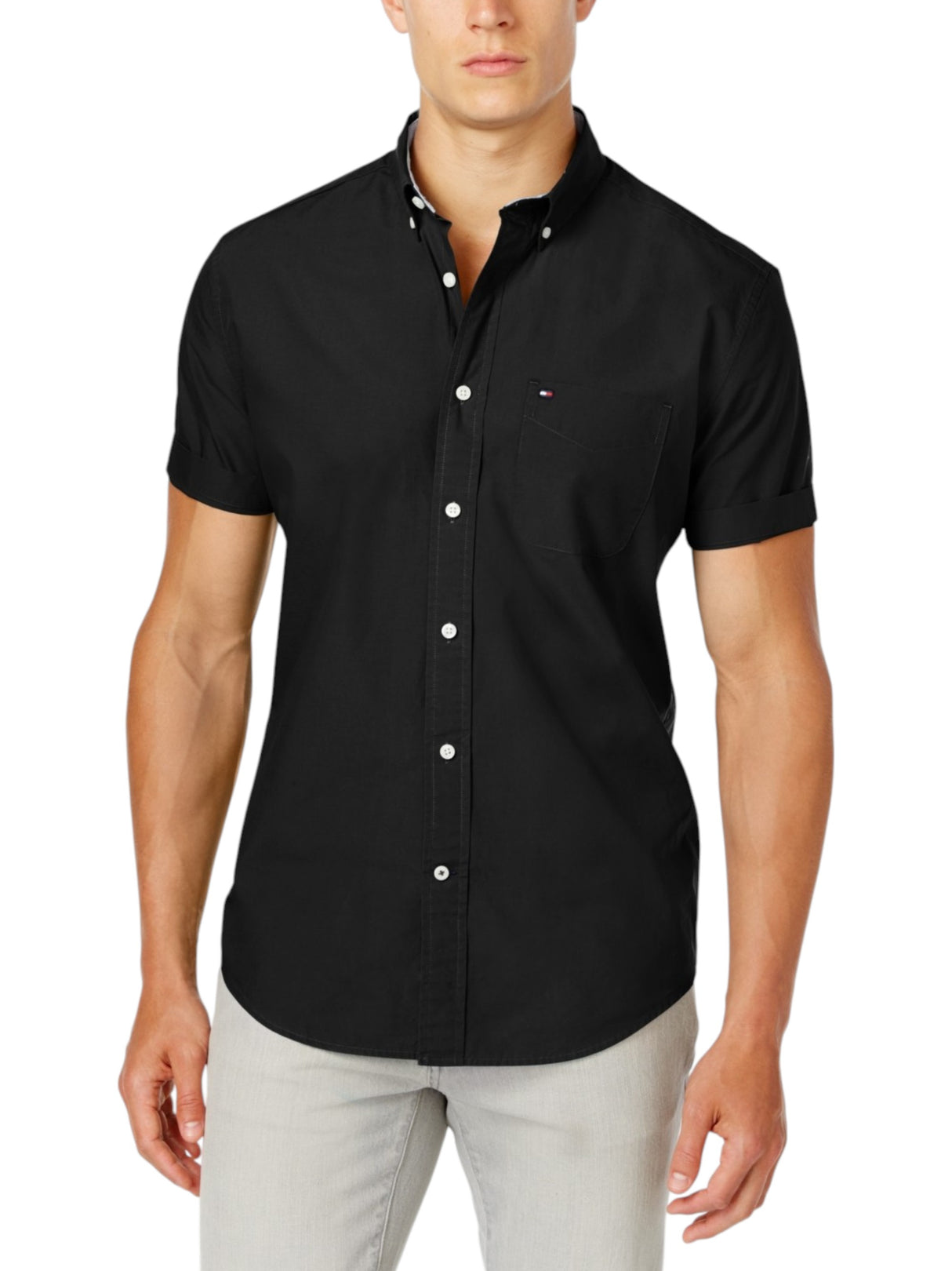 Image for Men's Plain Dress Shirt,Black