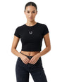 Image for Women's Plain Solid Crop Top,Black