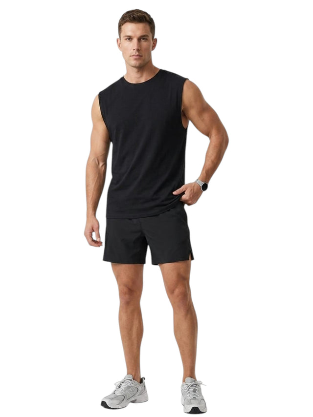Image for Men's Plain Solid Sport Top,Black