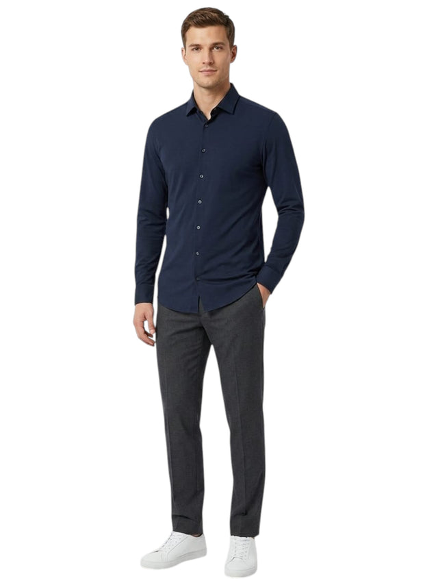 Image for Men's Plain Solid Dress Shirt,Navy