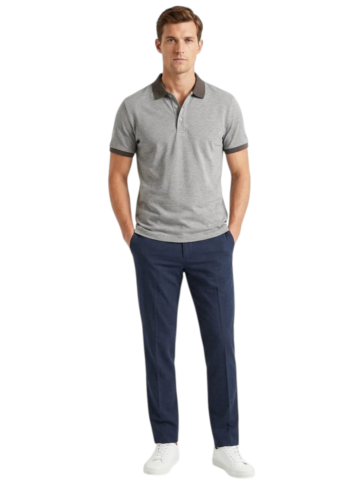 Image for Men's Plain Solid Top,Olive/White