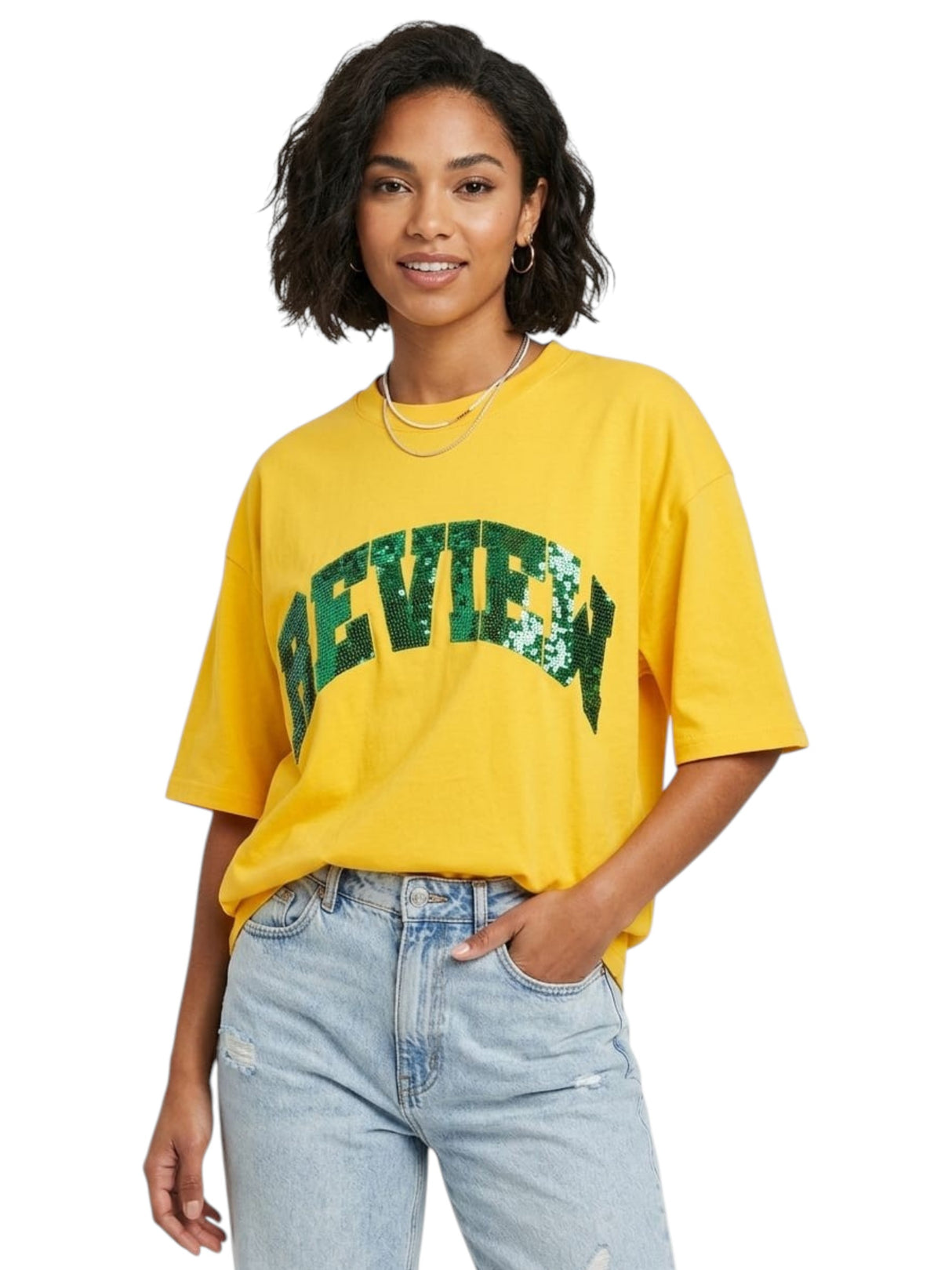 Image for Women's Brand Logo Printed Top,Yellow