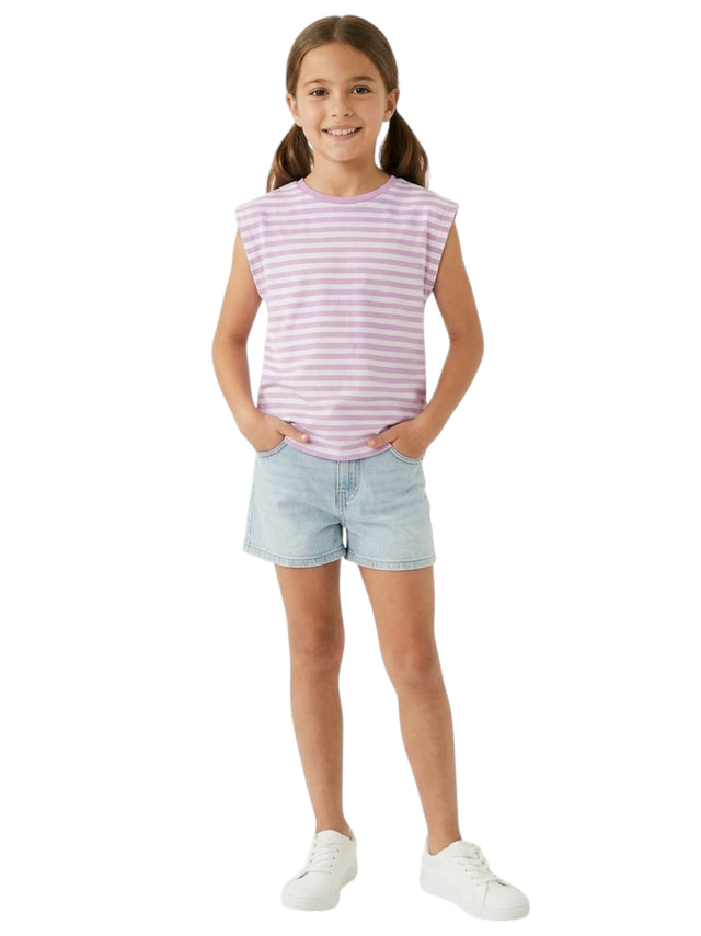 Image for Kids Girl's Striped Top,Purple/White