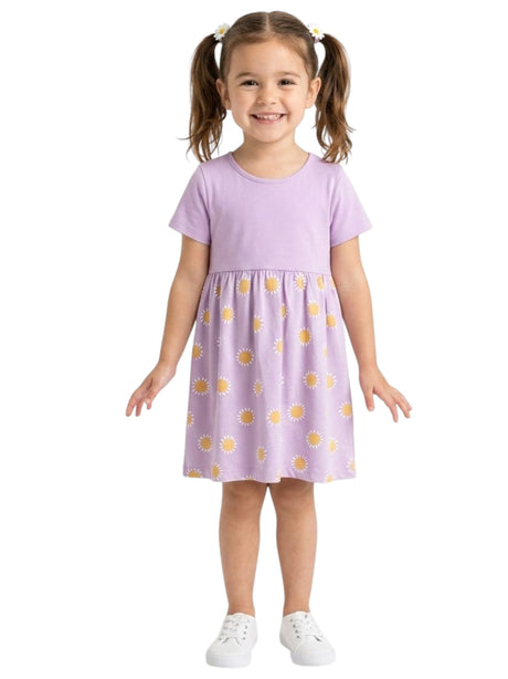 Image for Kids Girl's Printed Dress,Purple