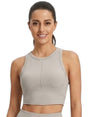 Image for Women's Plain Sport Crop Top,Taupe