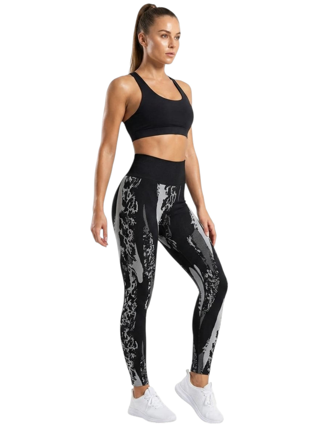 Image for Women's Ribbed Printed Legging,Black