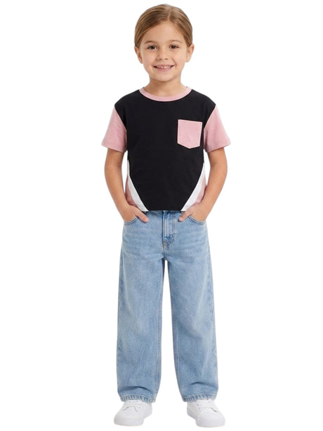 Image for Kids Girl's Colorblocked Top,Black