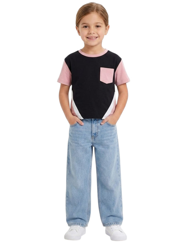 Image for Kids Girl's Colorblocked Top,Black