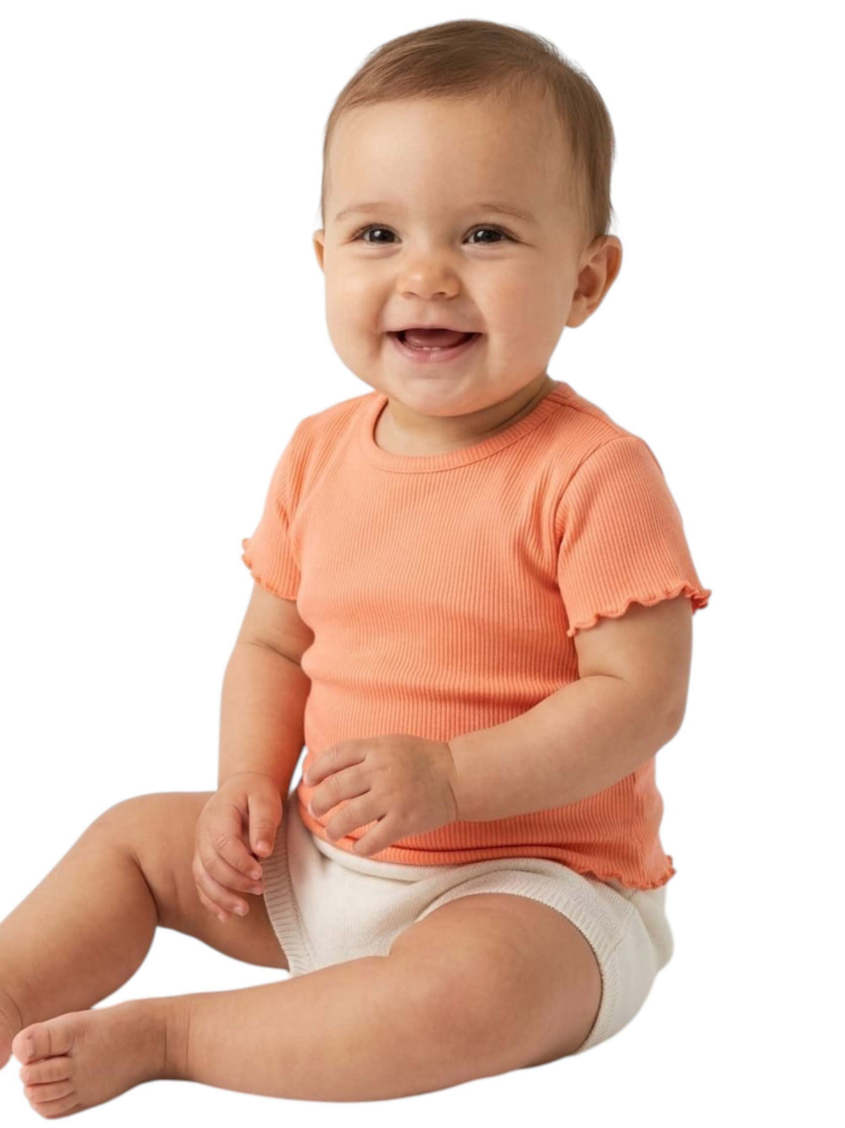 Image for Kids Girl's Ribbed Top,Light Apricot