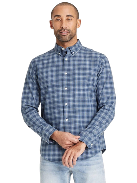 Image for Men's Plaid Dress Shirt,Navy