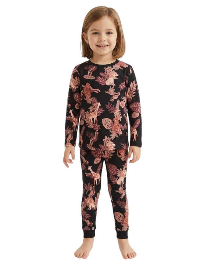 Image for Kids Girl's Printed Pajama Set,Black