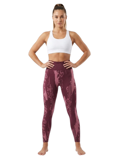 Image for Women's Ribbed Printed Legging,Burgundy