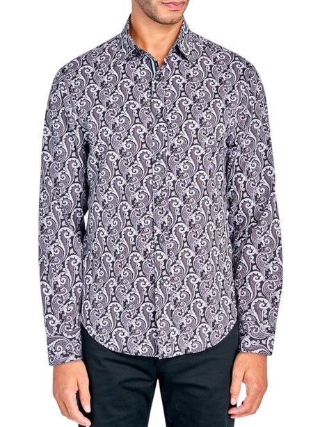 Image for Men's Printed Dress Shirt,Black