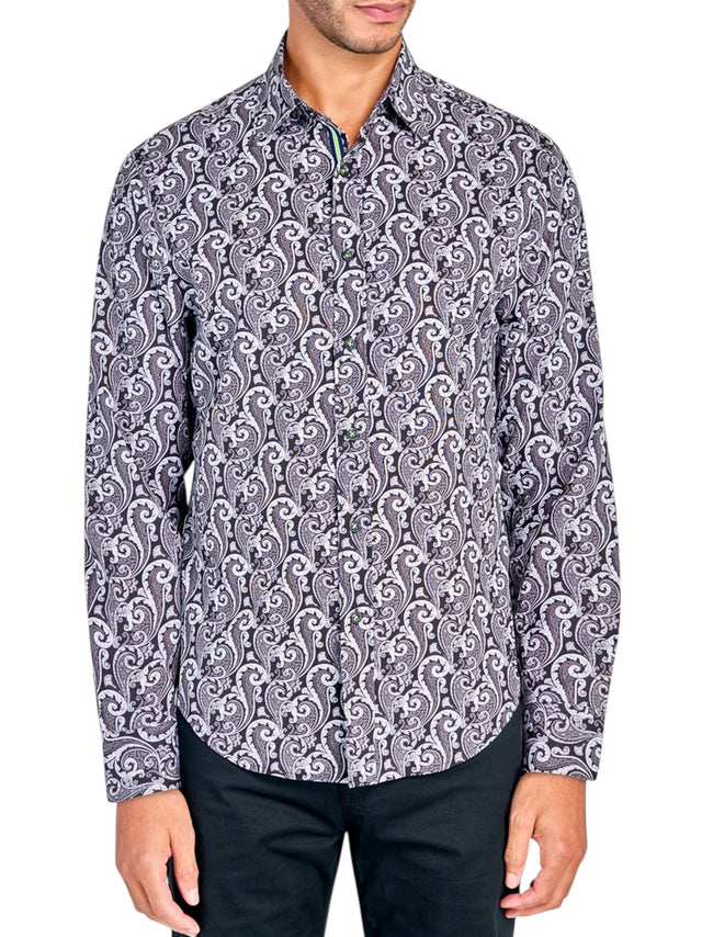 Image for Men's Printed Dress Shirt,Black