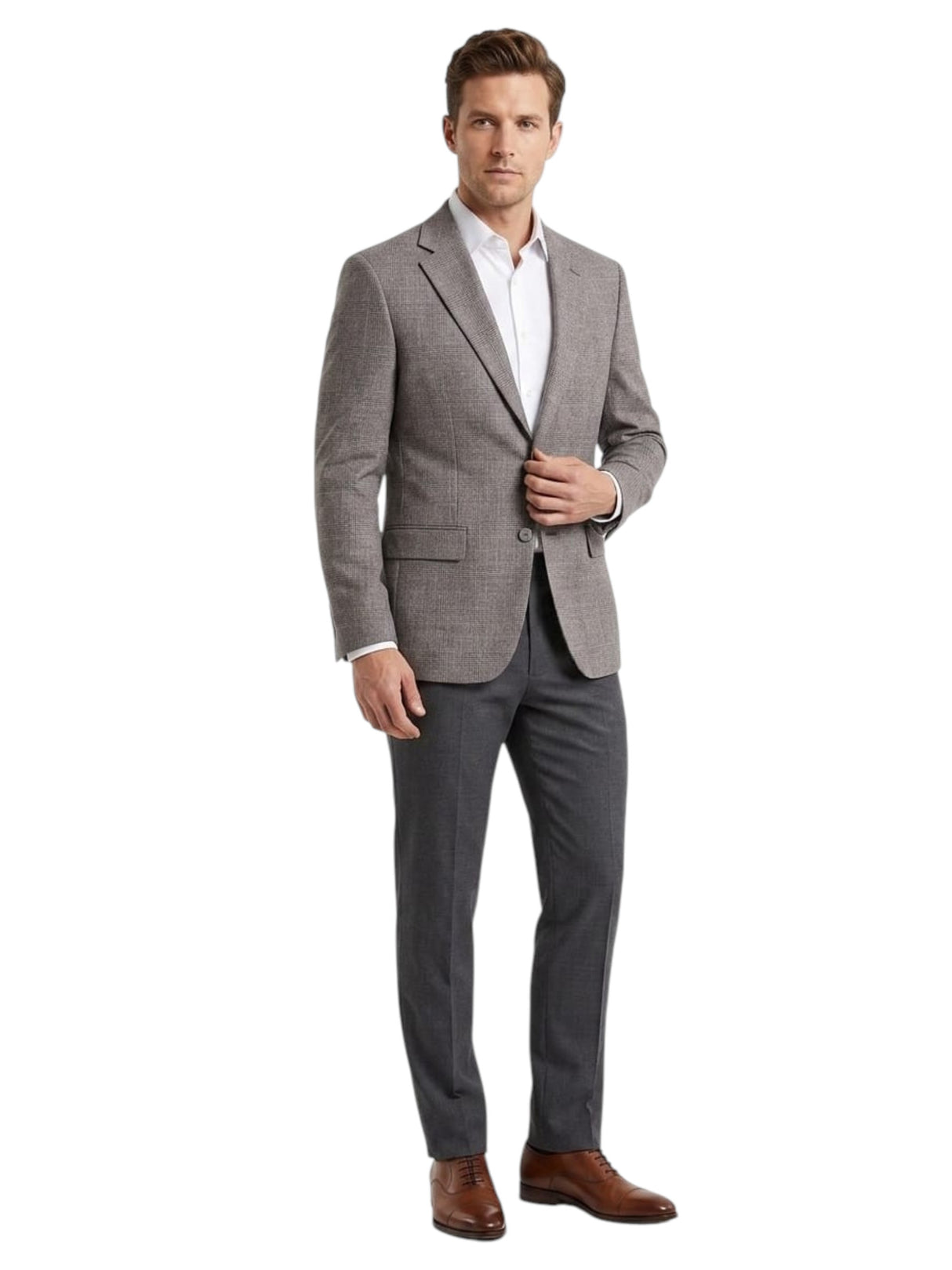 Image for Men's Plaid Blazer,Grey