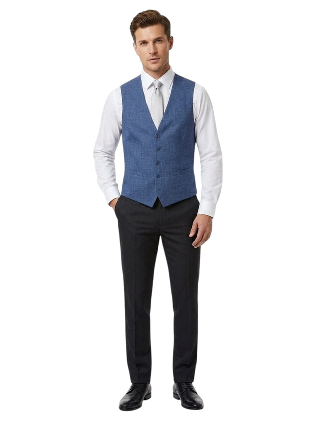Image for Men's Plain Solid Vest,Light Navy