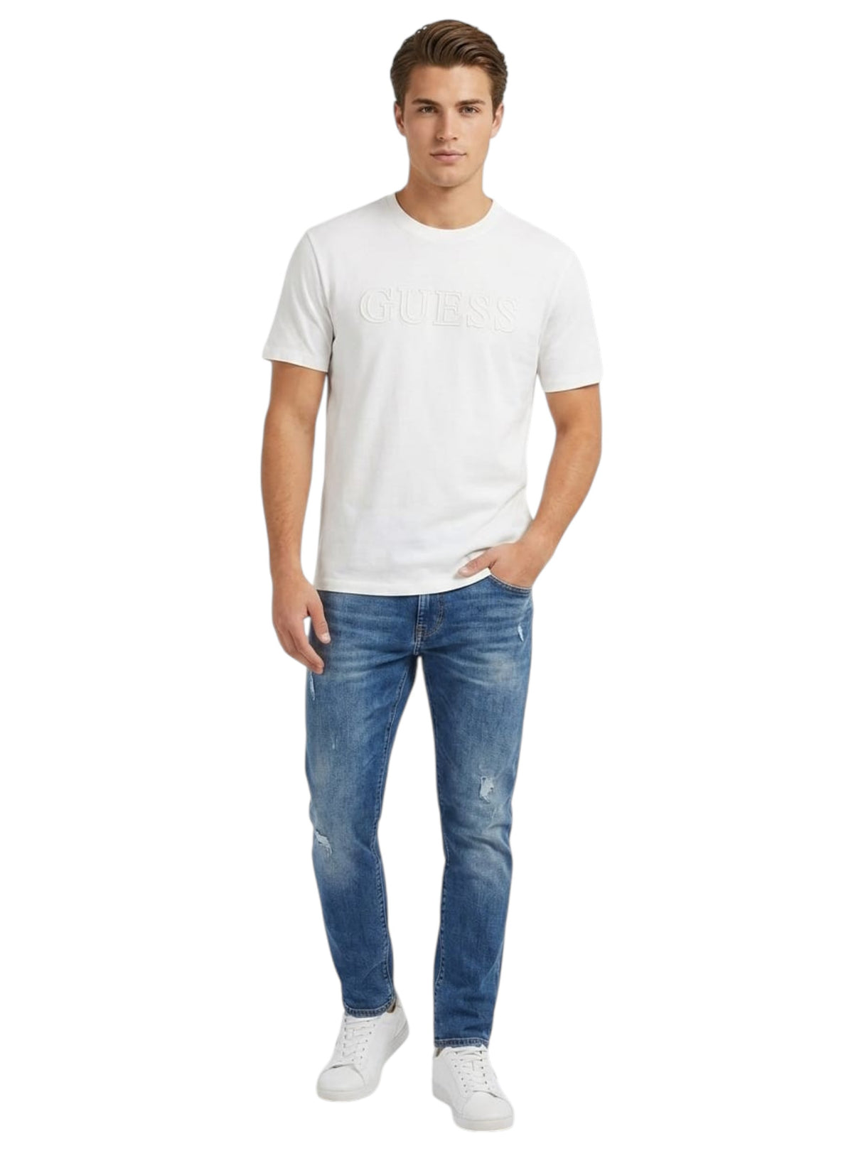 Image for Men's Logo Designed Plain Top,White