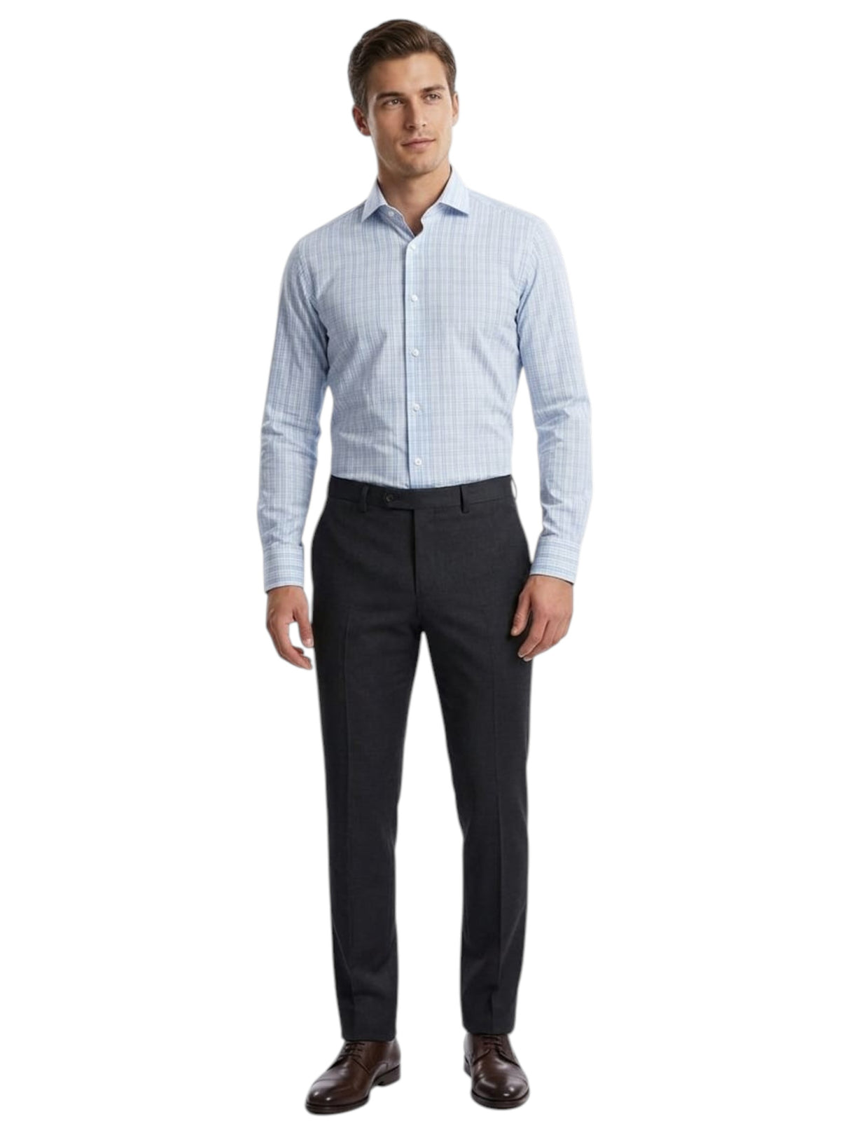 Image for Men's Plaid Dress Shirt,Light Blue