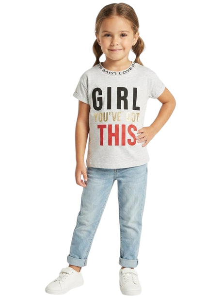 Image for Kids Girl's Printed Top,Light Grey