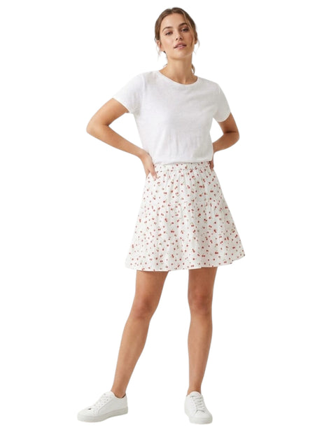 Image for Women's Cherry Printed Skirt,White