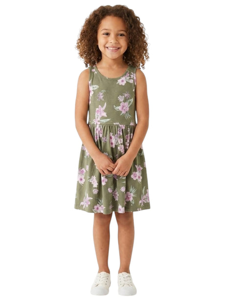 Image for Kids Girl's Floral Printed Dress,Olive