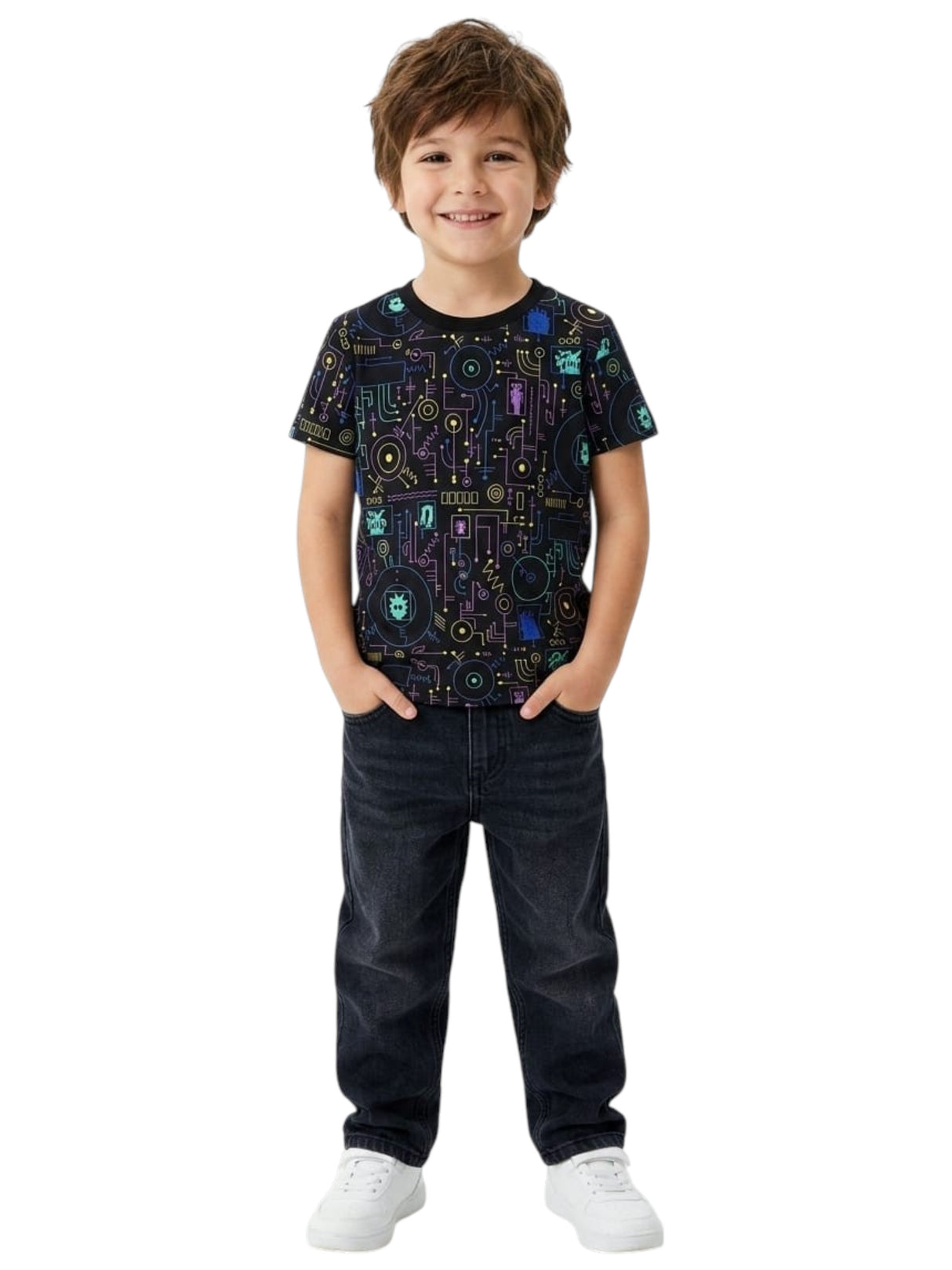 Image for Kids Boy's Printed Top,Black