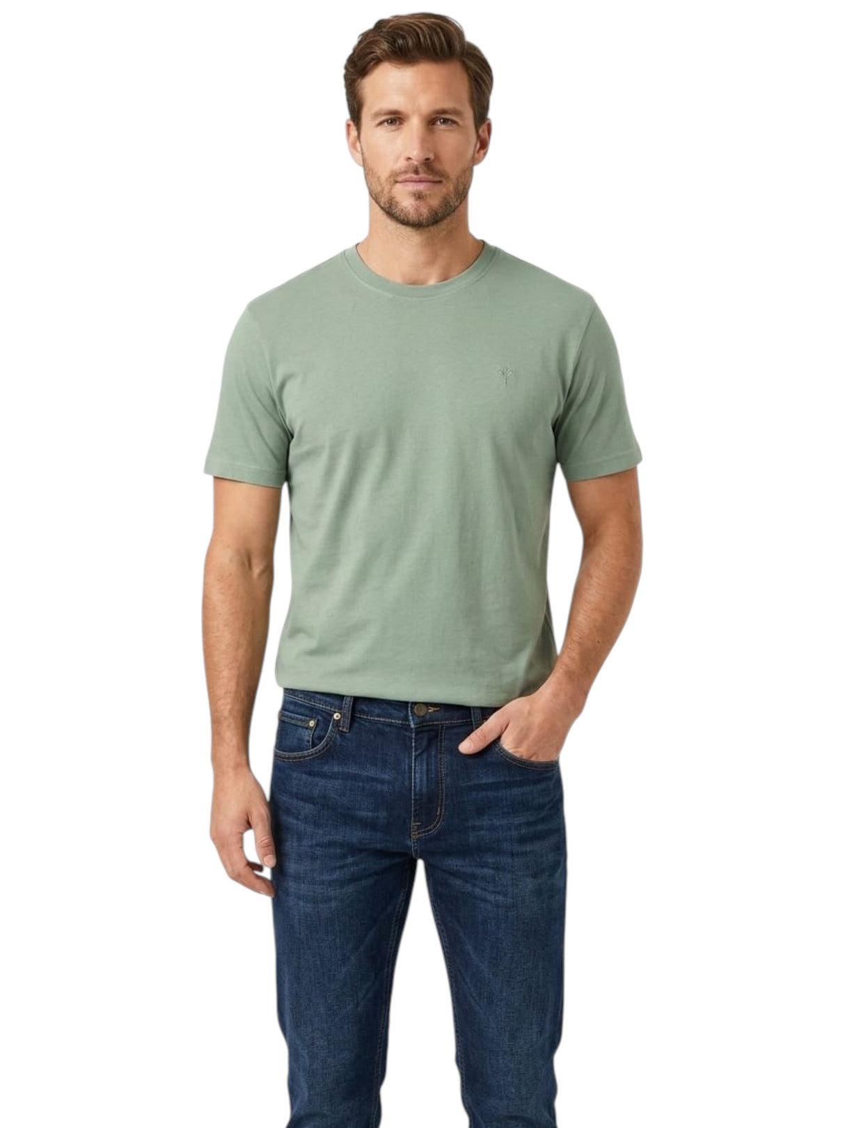 Image for Men's Plain Solid Top,Dark Mint Green