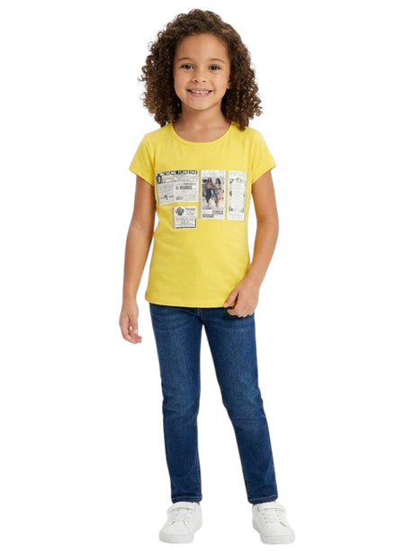 Image for Kids Girl's Printed Top,Yellow