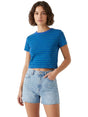 Image for Women's Striped Crop Top,Blue/Green
