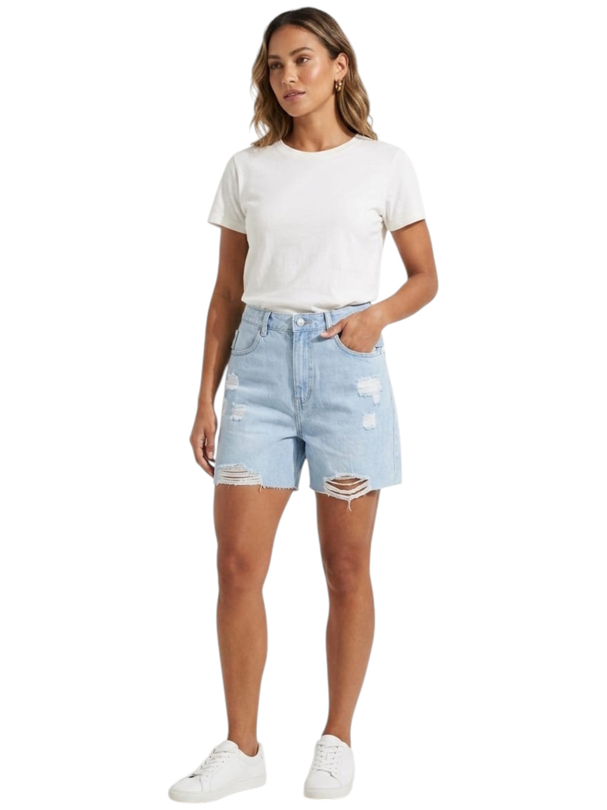 Image for Women's Ripped Jeans Short,Light Blue