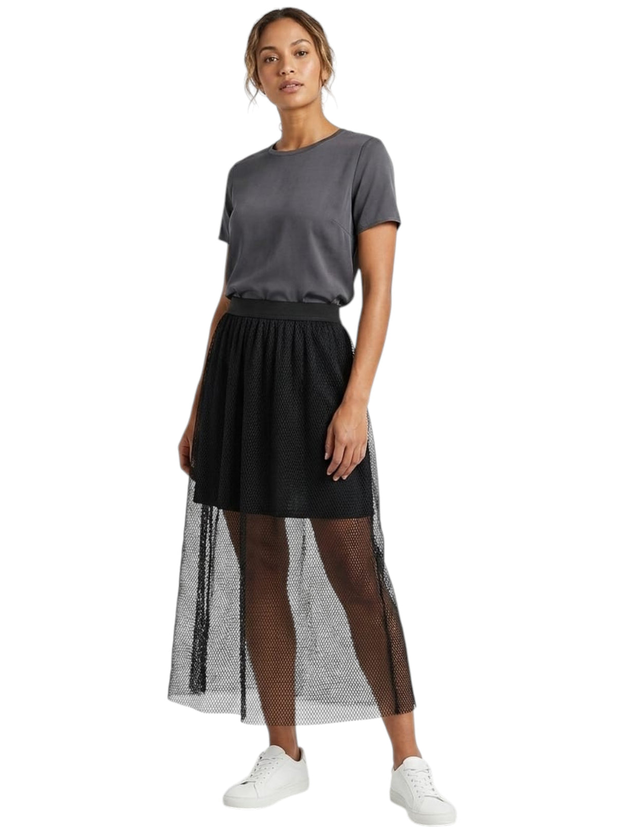 Image for Women's Plain Fishnet Skirt,Black