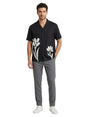 Image for Men's Floral Printed Dress Shirt,Black