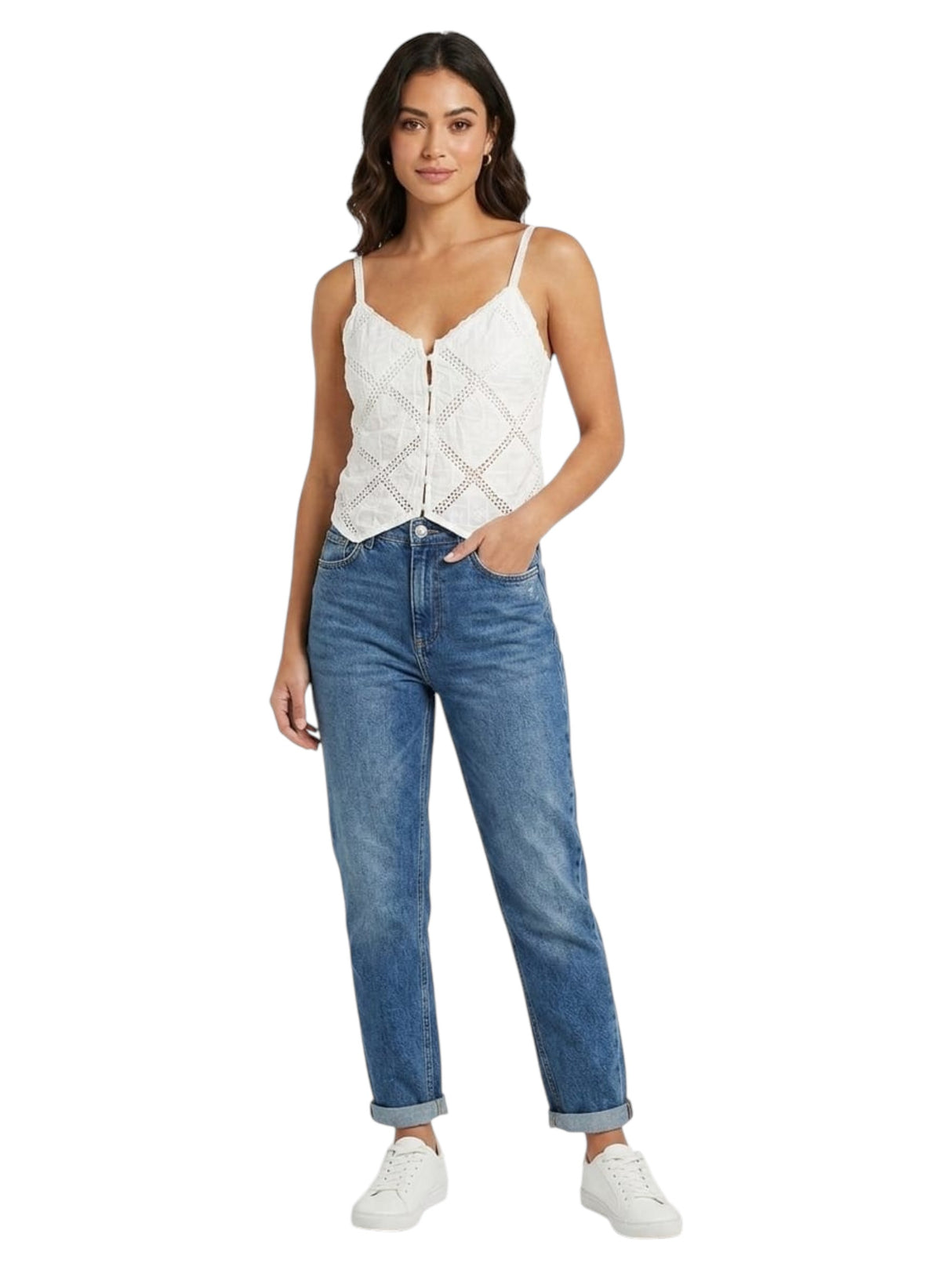 Image for Women's Open Knitted Top,White