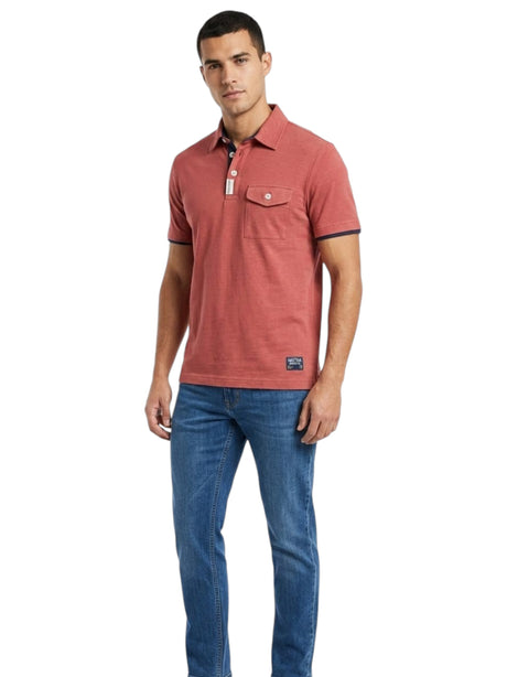 Image for Men's Plain Solid Top,Brick