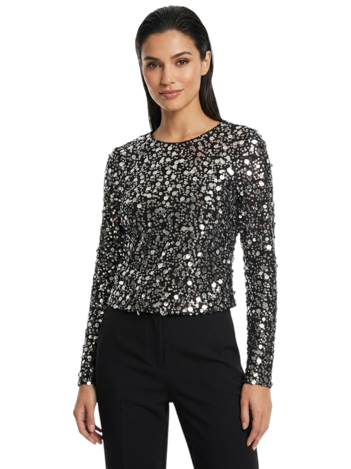 Image for Women's Sequin Top,Black/Silver