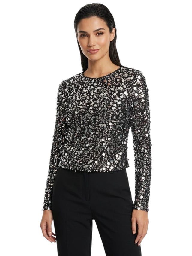 Image for Women's Sequin Top,Black/Silver