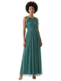 Image for Women's Open Back Textured Shiny Dress,Dark Green