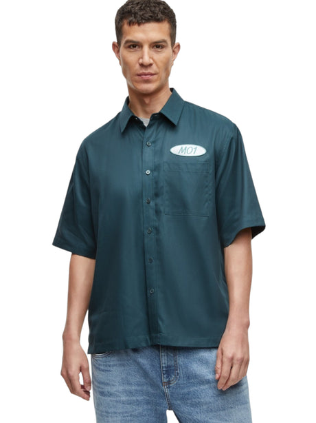 Image for Men's Plain Solid Dress Shirt,Dark Green