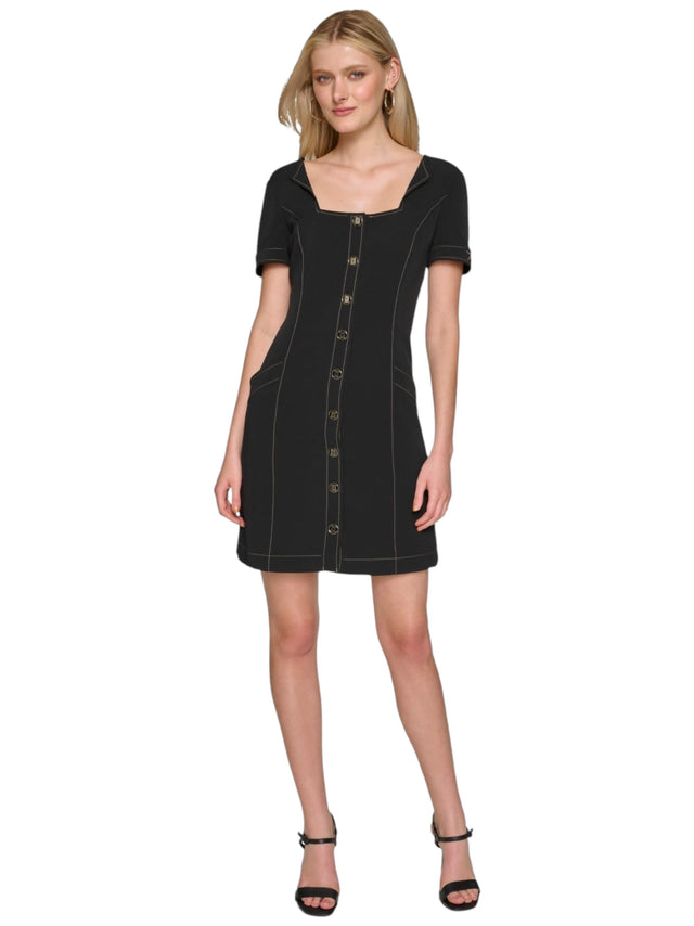 Image for Women's Plain Solid Dress,Black
