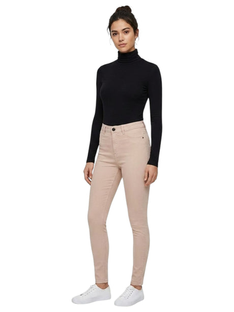 Image for Women's Plain Solid Jeans,Beige