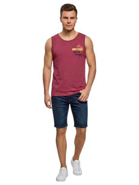 Image for Men's Printed Top,Burgundy