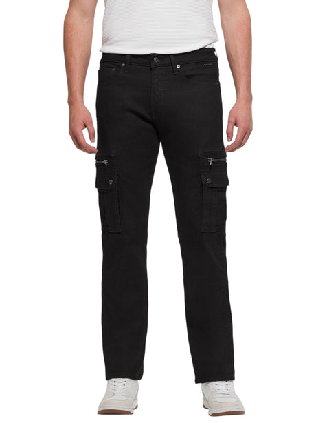 Image for Men's Plain Solid Cargo Jeans,Black