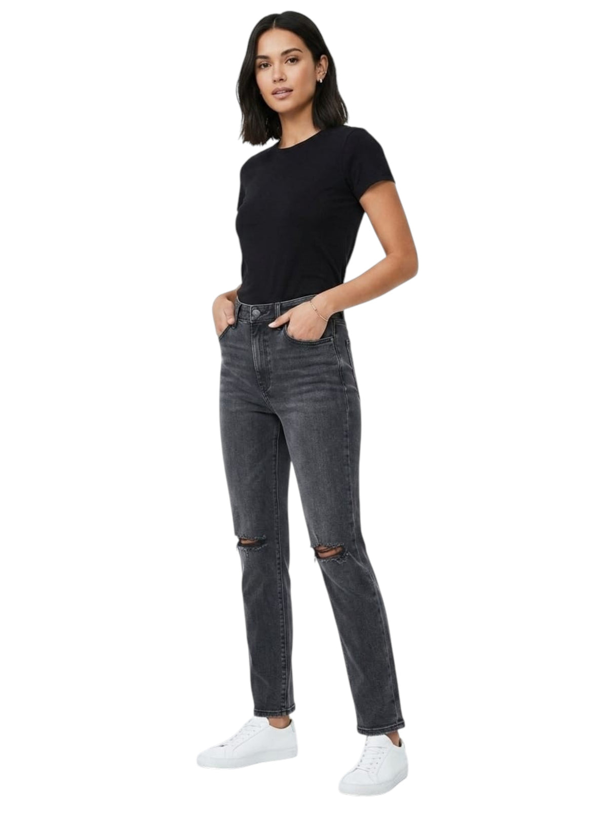 Image for Women's Ripped Jeans,Dark Grey