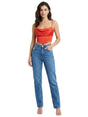 Image for Women's Plain Solid Crop Top,Orange