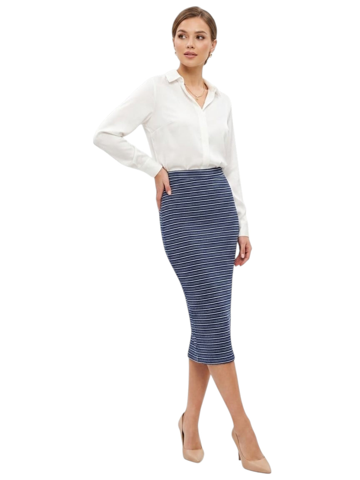 Image for Women's Striped Skirt,Navy/White