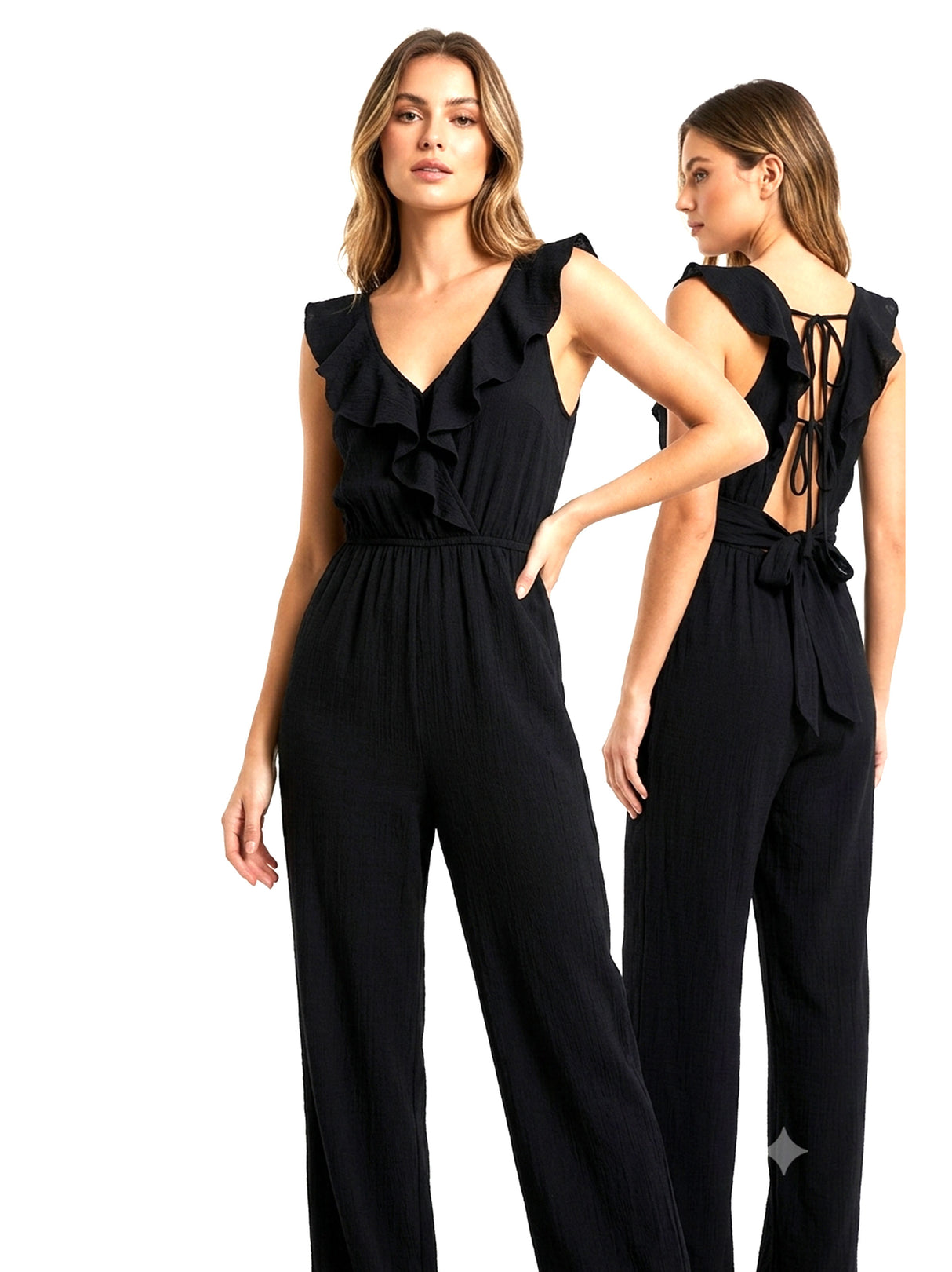 Image for Women's Plain Solid Jumpsuit,Black